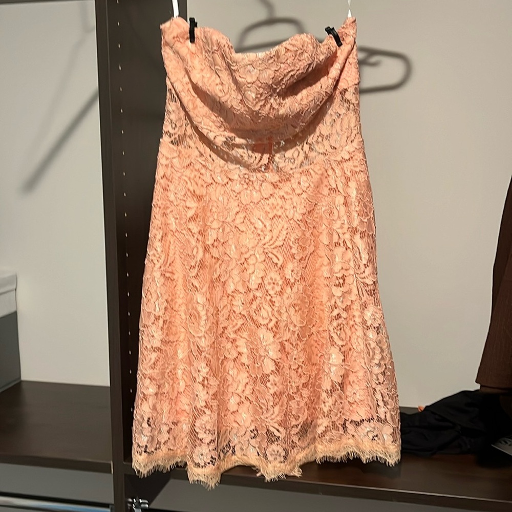 Pink Lace Strapless Dress